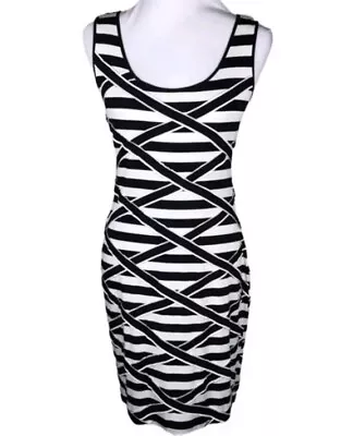 CALVIN KLEIN Striped TANK DRESS - Size 8  Black & White BodyCon Bandage • $28