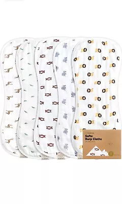 5-Pack Muslin Burp Cloths Baby Boy Girl - Viscose From Bamboo Cotton Burp Cloth • $21.99