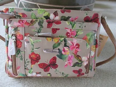 Multisac Multi Compartment Summerville Butterfly Nude Crossbody Bag Floral NWT • $39.59