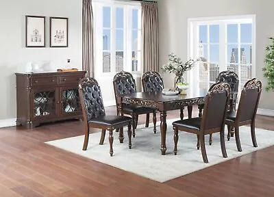 Dining Room Furniture Formal 7pc Dining Set Table Side Chairs Cherry Veneer Wood • $1849.99