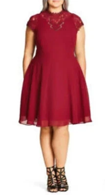 $22 • Buy City Chic Red Fit And Flare Dress Size M/18 VGC