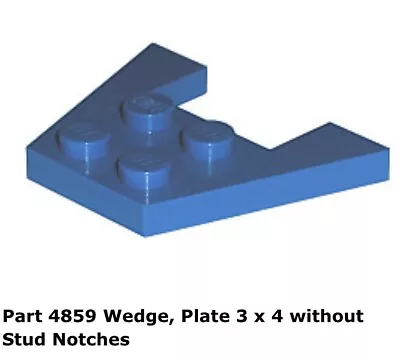 LEGO 1x 4859 Blue Wedge Plate 3 X 4 W/o Stud Notches Fine Futuron 6885 Space • $6.60