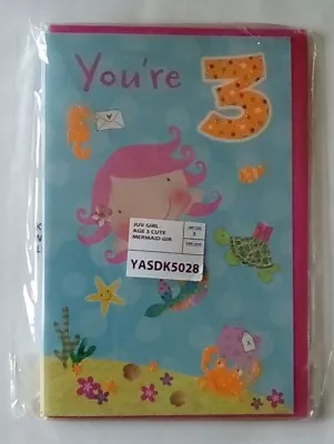 You're 3 Mermaid Birthday Card Pack - 3 Year Old - 3rd Birthday • £3.95