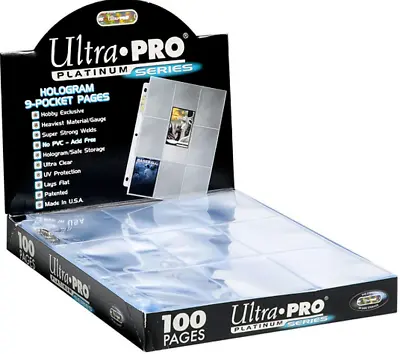 100 X ULTRA PRO PLATINUM TRADING CARD 9 POCKET Sleeves Pages NBA AFL MTG  NRL • $47.95