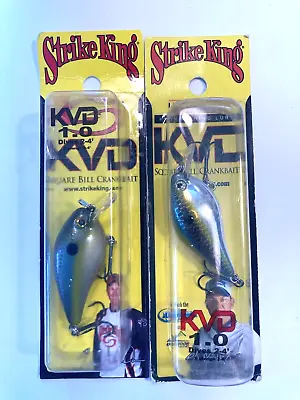 2 New STRIKE KING LURES 2  KVD 1.0 Squarebill 1/4oz LOT 2ct CRANKBAITS SexyColor • $10.50