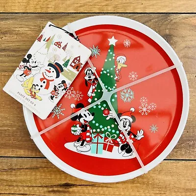 Disney Store Christmas Plate Set Of 4 Plastic Festive Mickey Minnie Chip & Dale • £22.99