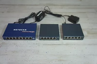 Lot 3 Gigabit Switches Netgear ProSafe 8-Port GS108v3 2x TP-Link TL-SG105 5 Port • $19.99