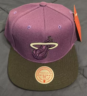 Mitchell & Ness Miami Heat Paisley UV Snapback NBA Purple Black Hat NWT • $27.95