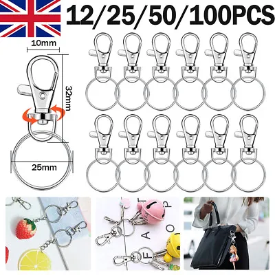 32mm Lobster Clasp Trigger Swivel Clasps Split Keyring Fob Key Ring Key Findings • £9.59