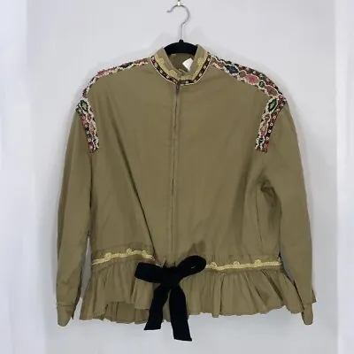 Zara Woman Beaded Utitlity Jacket Fringe Western Wear Full Zip Size S • $3