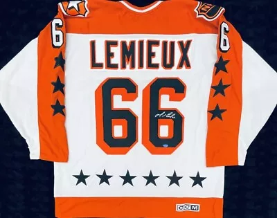 VERY RARE Mario LEMIEUX Signed Vintage NHL Wales Conference All-Star Pro Jersey • $4999