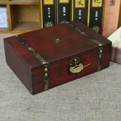 Vintage Lock Treasure Chest Gift Box Container Jewellery Storage Box  Home • $38.98