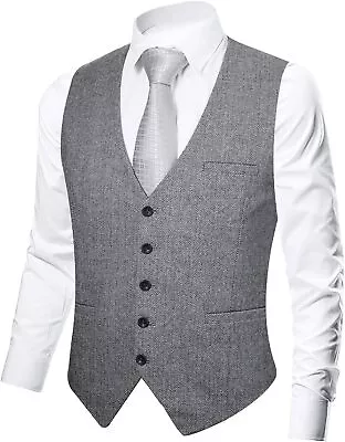 FAIMO Suit Vest For Men Formal Mens Vest Dress Tweed Waistcoat For Tuxedo Vest  • $40.70