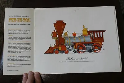 The Governor Stanford Steam Engine Train Print-Fer-In-Sol By Mead Johnson 1968 • $6