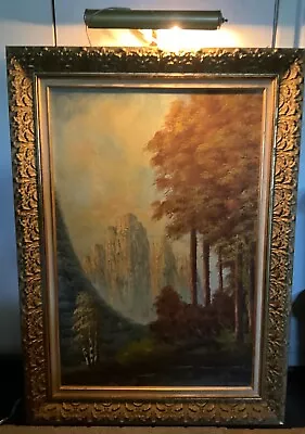 Vintage Yosemite El Capitan National Park Mountains Oil Painting 35 X23  Signed • $950