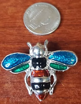 Vintage Enamel Silver Tone Animal Bug Insect Fly Bee Pin Brooch Jewelry • $10