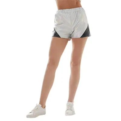 Womens Casual High Waist Short Patchwork Metallic Shorts Streetwear Short Pants • £8.96
