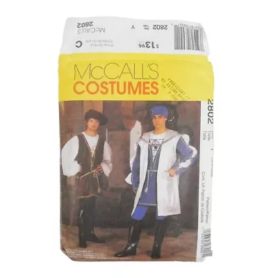 McCalls 2802 Mens Renaissance Costume Sewing Pattern Size S-M Uncut Surcoat Hat • $16.68