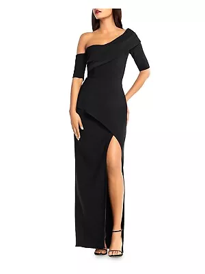 AIDAN MATTOX Womens Black Lined Popover Elbow Sleeve Full-Length Gown Dress 4 • $63.99