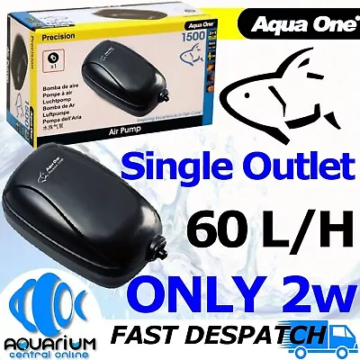 $18.86 • Buy Aqua One Precision 1500 Aquarium Air Pump - Fish Tank Oxygen Aerator 60L/hr