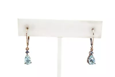 Vintage Sterling Silver 925 Blue Topaz Sapphire Dangle Earrings • $33.99