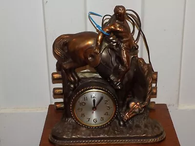 Vintage Bucking Bronco Metal Sessions Clock • $75
