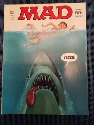 Vintage Mad Magazine January 1976 No. 180 Jaws A Mad Movie Satire Number Jan • $29.07