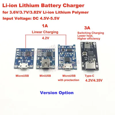Micro/Mini USB Type-C Lithium Li-ion 18650 Battery Charger Module Charging Board • £3.85