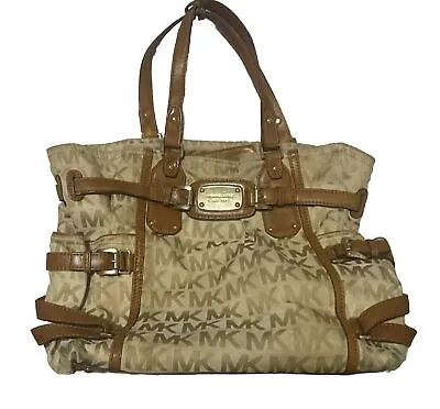 Michael Kors Women GANSEVOORT Shoulder Tote Handbag Purse Satchel Bag Brown Tan • $52.71