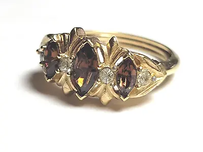 $15.95 • Buy Vintage 1980's Avon Citrine And Cubic Zirconia Ring Size 7
