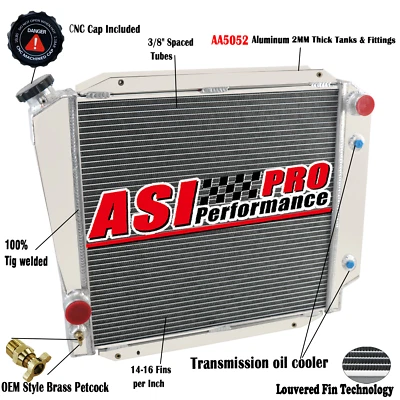 $209 • Buy 4ROW Aluminum Radiator Fit 1966-1977 1976 Ford Bronco V8 Conversion I6 V8 PRO