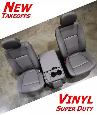 Ford SUPER DUTY Front Bucket Seats Grey VINYL Set W/ JUMP SEAT Replacement OEM • $1150.16