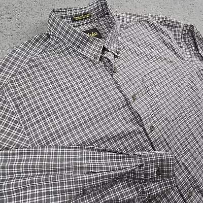 Cabelas Mens XL Tall Grey White Check Wrinkle Free Long Sleeve Button Shirt XLT • $22.45