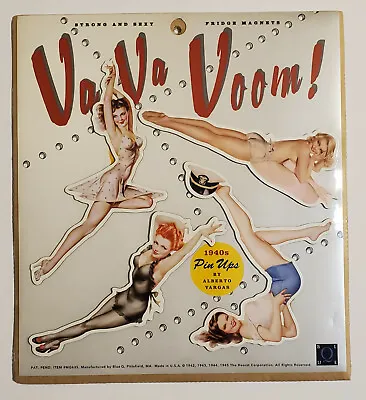 Va Va Voom!  Set Of 4 Fridge Magnets 1940's Pin Ups By Alberto Vargas Blue Q • $26.99