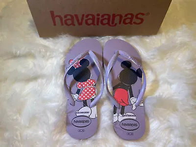 Original HAVAIANAS Slim Disney Mickey And Minnie  Flip Flop Size 7.5  8.5 • $27.99