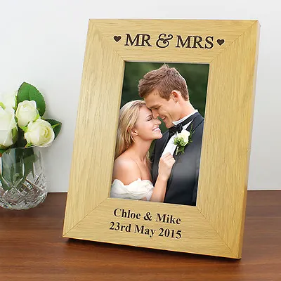 Personalised Mr And Mrs Photo Frame 6x4 Wedding Day Anniversary Gift Mr & Mrs • £11.99