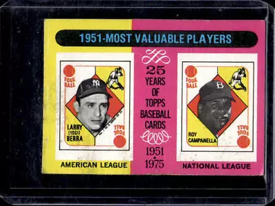 1975 Topps Yogi Berra Roy Campanella MVPs #189 Yankees Dodgers • $0.99