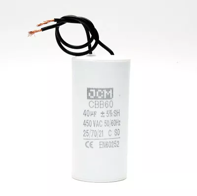 $13.95 • Buy 40UF 450VAC Wire Motor Run Capacitor 450V AC CBB60 40 UF Round White 50/60HZ Cap