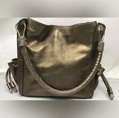 Michael Kors Metallic Bronze/Gold Leather Skorpios Purse/Tote/Handbag • $75