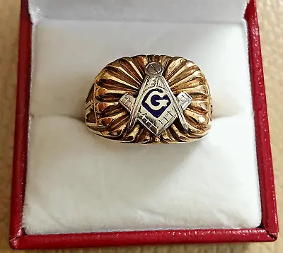 VTG Solid 10K Gold Masonic Men's Ring: Size 10.25; 12.0 Grams; A Gift From 1952 • $599.95