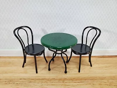 Dollhouse Patio Table Set Metal Green Marble Top 1:12 Scale Miniature Bistro • $29