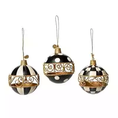 Black Filigree Ornaments - Set Of 3 By Mackenzie-childs • $78