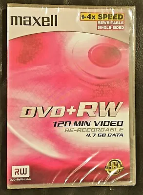 Maxell Dvd + Rw Disc 120 Min Video 4.7 Gb 1-4 Speed Rewritable Sealed • £3.99