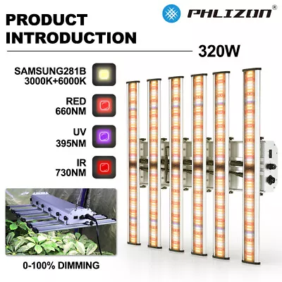 Phlizon 320W LED Grow Light For 4X4FT & 3X3FT Full Spectrum With Samsung 281B • $349.45