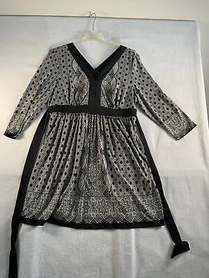 ECI New York Dress Women’s XXL Black Geometric Print Bohemian A-line. • $14.90
