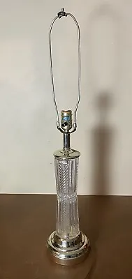 Vtg Underwriters Laboratories Lead Crystal Lamp 30.5” No Shade Shade Screw MCM • $45