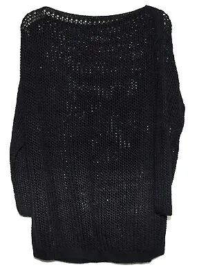 Vintage Black Crochet Loose Knit Womens Pullover Sweater Size 42 • $34.99