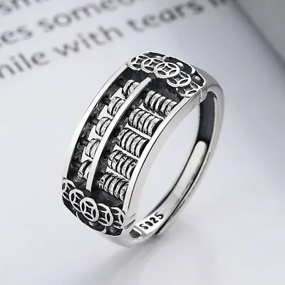 Vintage 925 Sterling Silver Rotate Coins Good Meaning Open Ring • $28.50