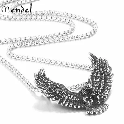 MENDEL Mens Hawk Eagle Pendant Necklace Stainless Steel Amulet Biker Jewelry • $9.99