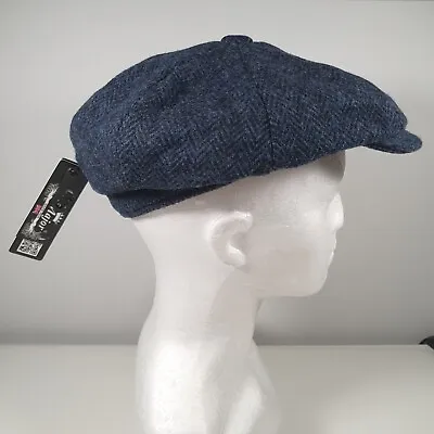 BNWT Major Wool Flat Cap Newsboy Blue Tweed Baker Boy Peaky Blinders Size S/M  • £20